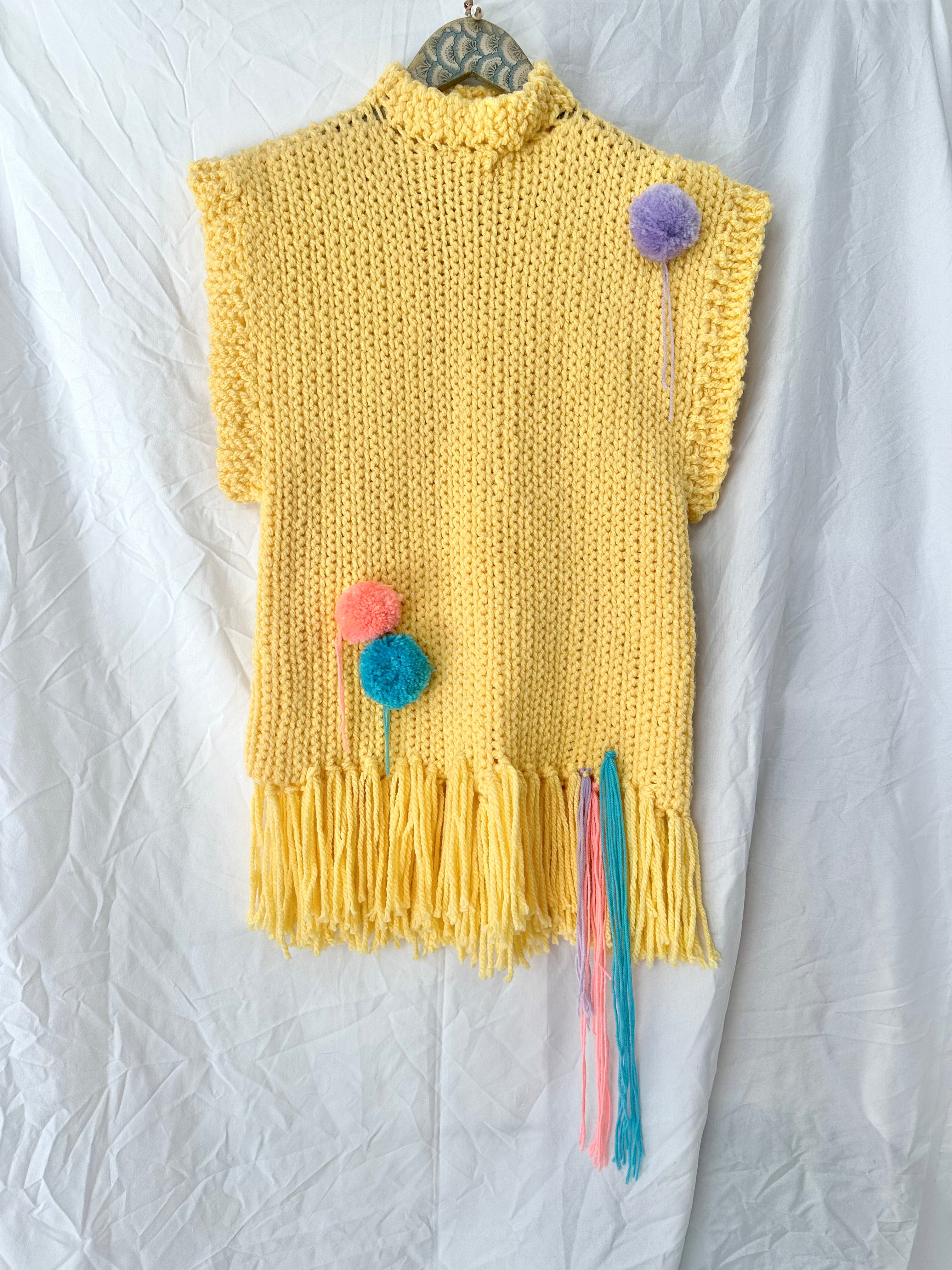 Chaleco crochet pompones